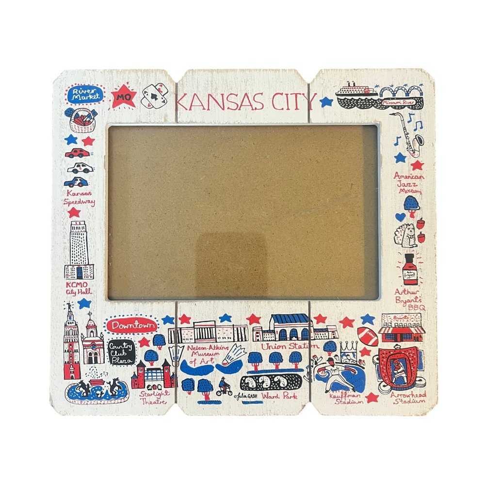 Julia Gash Kansas City Missouri Illustrated Wood Picture Frame Landmarks White